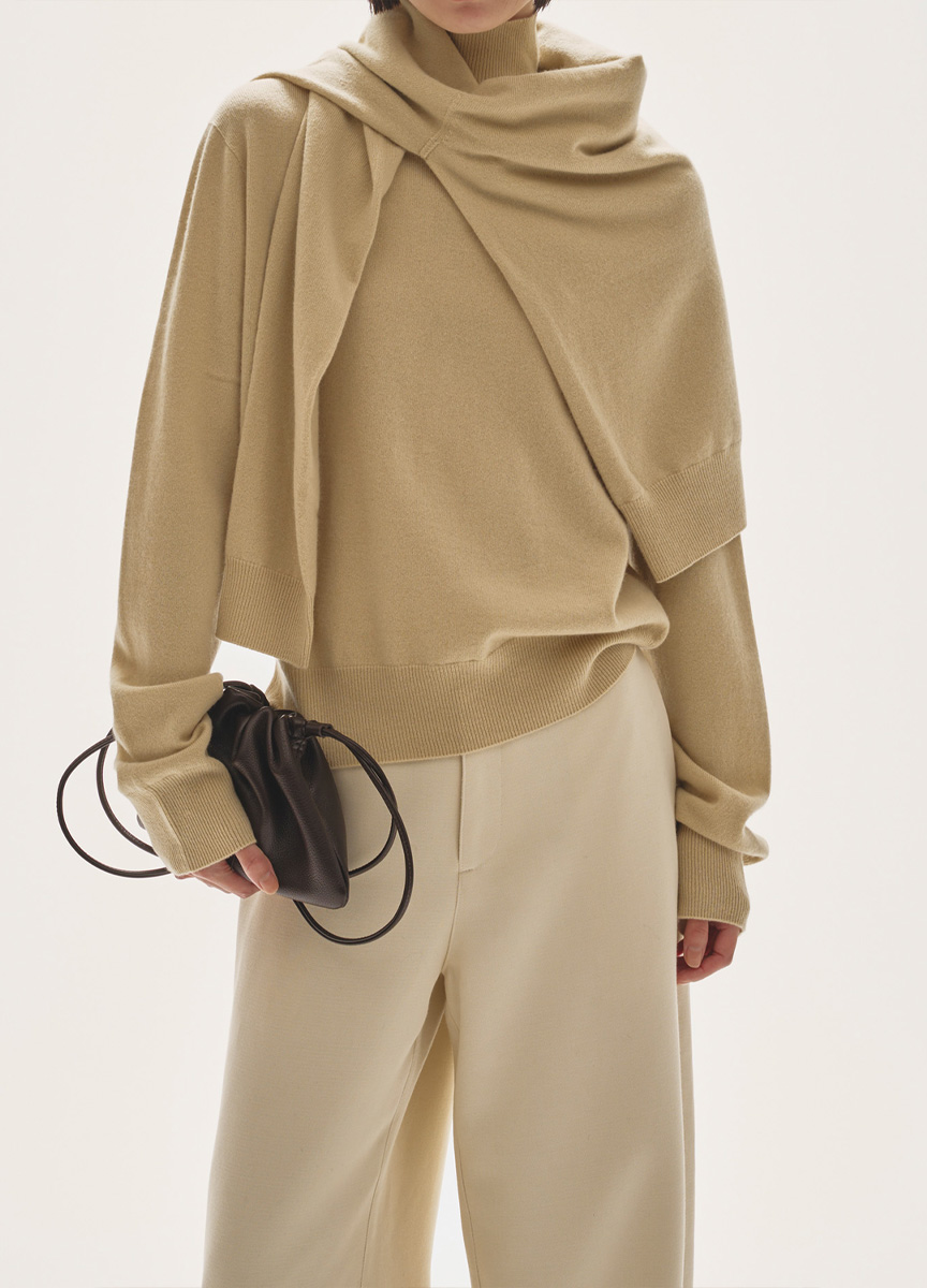 喀什米爾混紡高領毛衣